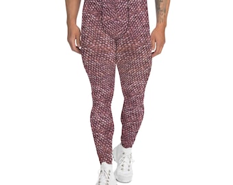 Leggings de hombre con estampado de tela de armadura de malla rosada