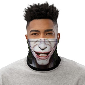 Scary Clown Smile Comic Book Style Realistic Neck Gaiter