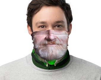 Polaina de cuello de guerrero celta: barba de caballero irlandés, mascarilla de tartán