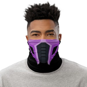 Parodie de masque de ninja | Conception violette | Tour de cou pour jeu vidéo | Bandana, serre-tête, cache-cou, écharpe masque