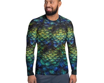 Traje de baño de fantasía con plumas de pavo real en el pecho para hombre