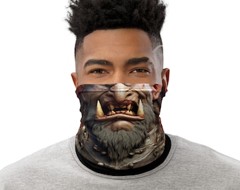 Polaina de cuello con cara de monstruo troll nórdico