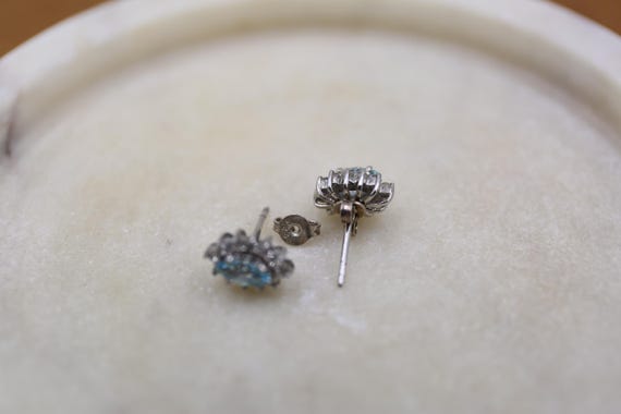 Sterling Silver Stud Earrings, Light Blue Cubic Z… - image 7