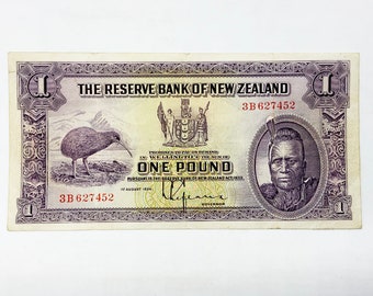 RARE New Zealand 1 Pound Note - Kiwi and Māori 1934 Issue Crisp VF