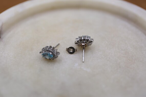 Sterling Silver Stud Earrings, Light Blue Cubic Z… - image 8