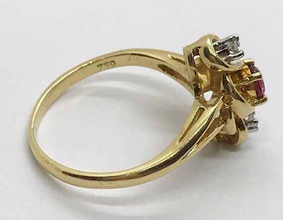 VINTAGE 18ct Solid Gold Ring set with two Diamond… - image 6