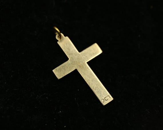 9ct Yellow Solid Gold Patterned Cross Pendant - image 5