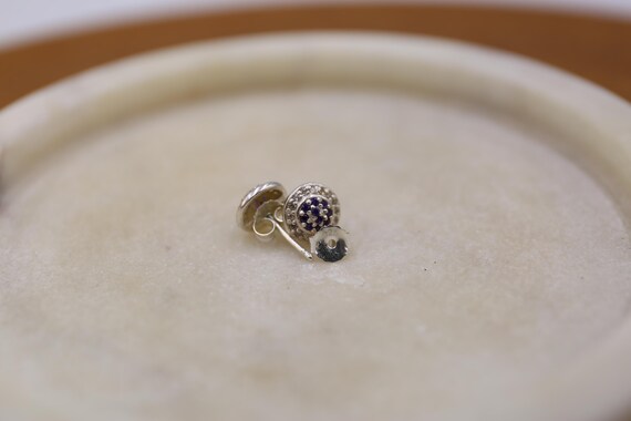 Solid Sterling Silver STUD EARRINGS set with Purp… - image 6