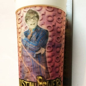 VINTAGE Austin Powers GOLDMEMBER Holographic Travel Mug
