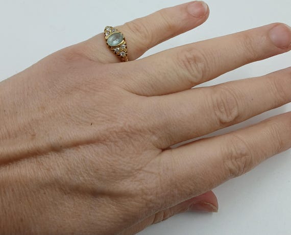 Antique 18ct Solid Yellow Gold Ring set with 6 x … - image 8