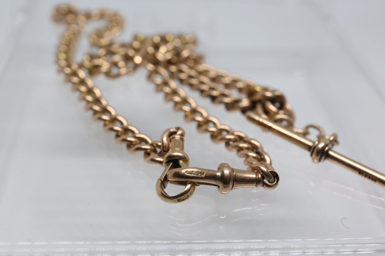 Antique 9ct Rose Solid Gold Fob Chain T-Bar Necklace | Etsy