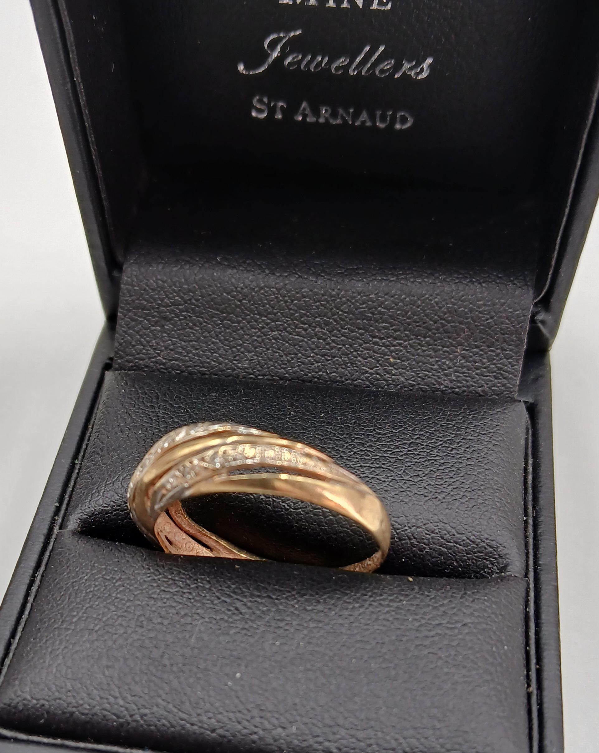 9ct Solid Yellow Gold STYLISH Ladies Dress Ring With 9 Diamonds