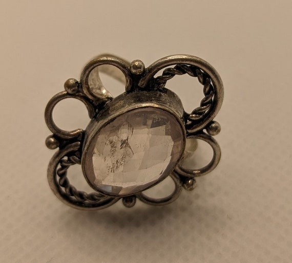 Vintage Sterling Silver Ladies Ring with a Clear … - image 2