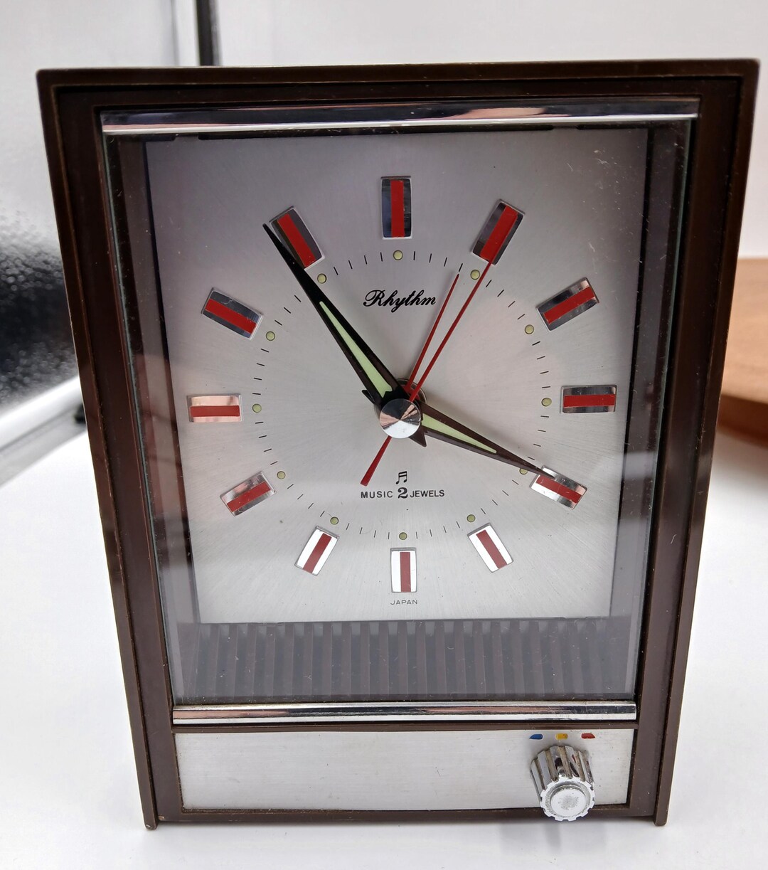 Vintage Rhythm Musical Alarm Clock: Mid-century Modern, Made in
