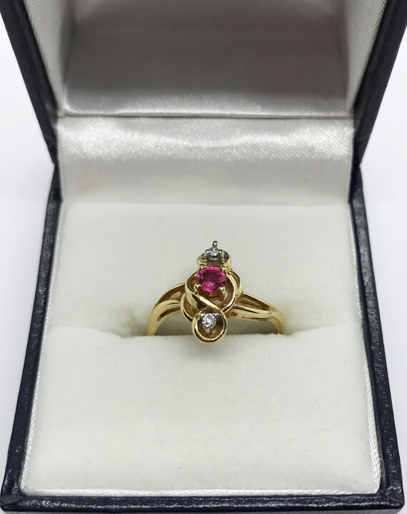 VINTAGE 18ct Solid Gold Ring set with two Diamond… - image 2