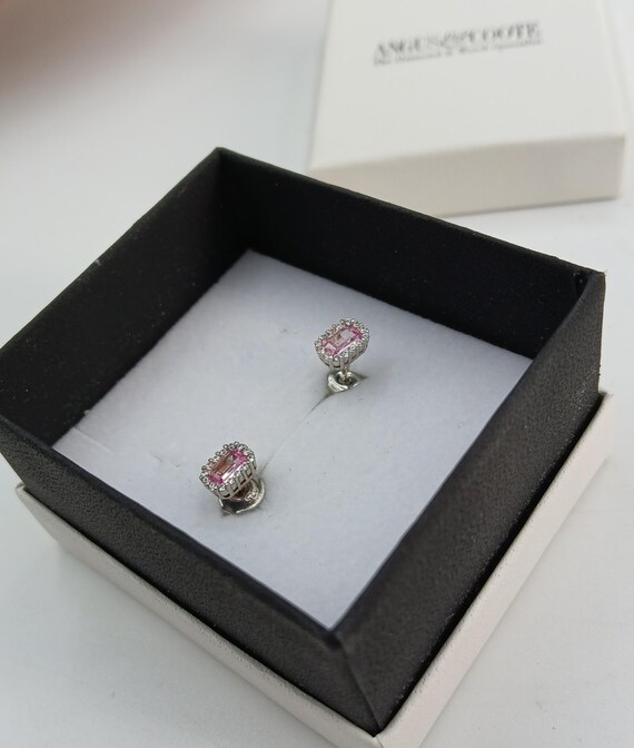 Solid Sterling Silver EARRINGS Pink Gemstones and… - image 3