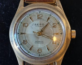 Vintage SEPO Watch 17-ruby's Incabloc Gents Wind-up 1960's Swiss