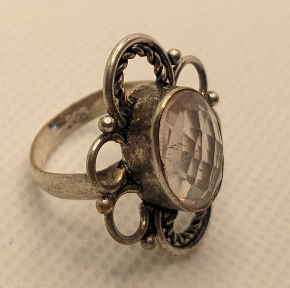 Vintage Sterling Silver Ladies Ring with a Clear … - image 4