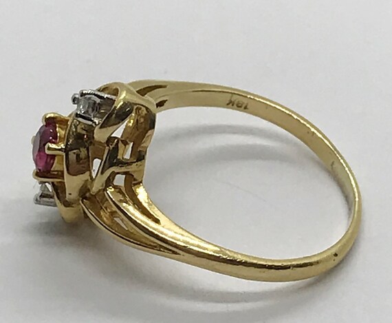 VINTAGE 18ct Solid Gold Ring set with two Diamond… - image 5