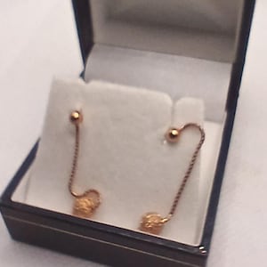 Vintage 9ct Yellow Solid Gold Ball Drop Earrings Italian Made
