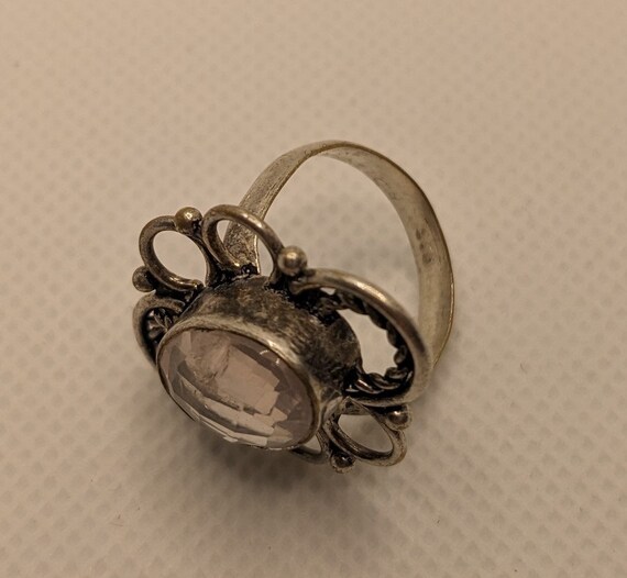 Vintage Sterling Silver Ladies Ring with a Clear … - image 3