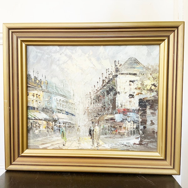 PARIS Scene by BURNEIT - Small Oil on Canvas Impressionist mid-20th Century