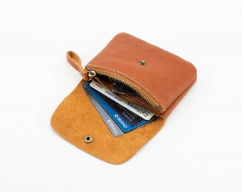 Small leather pouch Minimalist wallet Womens Leather coin purse Slim wallet Cardholder Leather card holder Men coin purse