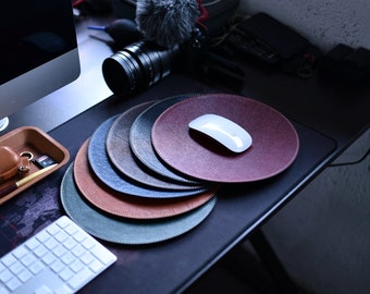 Leather mouse pad Custom mouse pad leather mousepad Work from home gifts Round mouse pad Leather desk pad Leather mousemat Custom mousepad