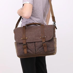 Waxed canvas messenger bag men Canvas satchel mens messenger bag Courier bag Army messenger bag Waxed canvas crossbody bag