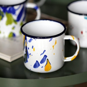 Hand painted mug Mr and mrs mug Marble enamel mug Watercolor mug Modern mug Espresso cup Marble coffee mug Campfire mug Hiking mug Tea cup image 1