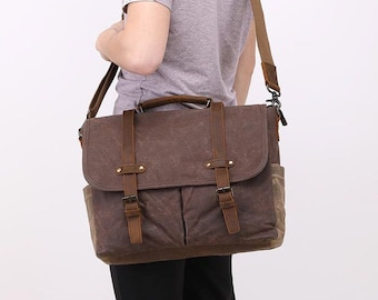 Waxed canvas messenger bag men Canvas satchel mens messenger bag Courier bag Army messenger bag Waxed canvas crossbody bag