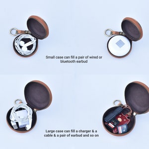 Leather earbud holder Leather coin purse Earphone organizer Headphone holder Earphone case Leather earbud case Headphone case Earbud pouch image 4