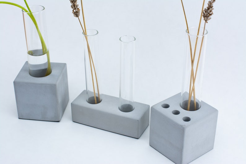 Glass Vase Test tube vase Concrete vase Flower vase Concrete Etsy