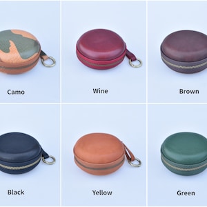 Leather earbud holder Leather coin purse Earphone organizer Headphone holder Earphone case Leather earbud case Headphone case Earbud pouch image 6