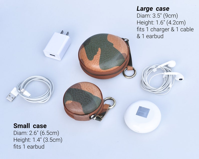 Leather earbud holder Leather coin purse Earphone organizer Headphone holder Earphone case Leather earbud case Headphone case Earbud pouch image 3