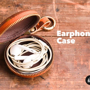 Leather earbud holder Leather coin purse Earphone organizer Headphone holder Earphone case Leather earbud case Headphone case Earbud pouch image 9