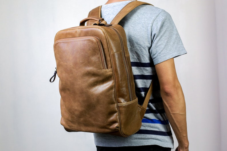 Leather Backpack Mens Macbook Backpack Leder Laptop Backpack Etsy