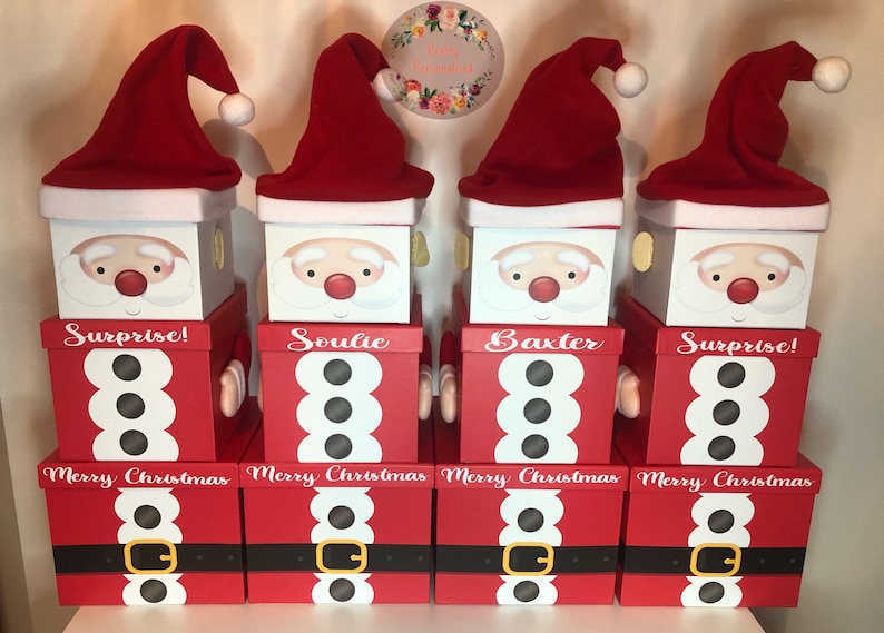 Stackable nesting personalised Santa boxes Christmas decor Etsy