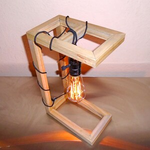 Reclaimed wood Edison lamp, desk lamp or table lamp, cloth wire, retro industrial