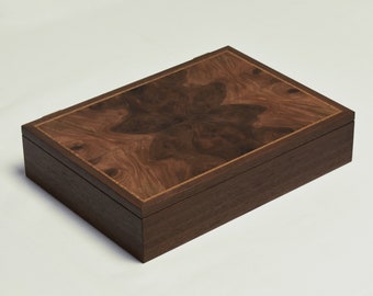 Unique jewelry box | Natural Burr/Burl walnut wood veneer | Handmade in Poland | Ready to ship
