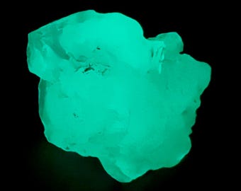 34 Carat Fluorescent Phosphorescent Green Fluorite Crystal From Gilgit Pakistan