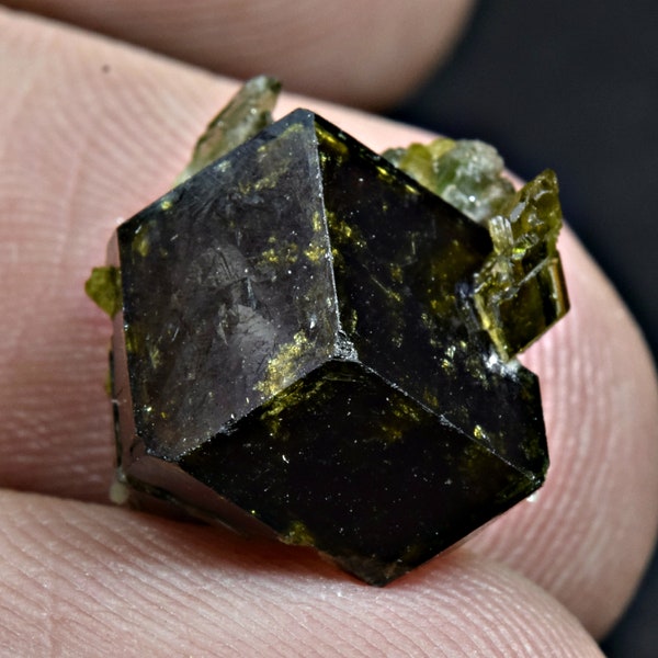 9 Carat Andradite Garnet With Green Vesuvianite Crystal & Diopside From Afghanistan