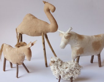 Rustikale Kamel, Esel, Schaf und Ochse Muster