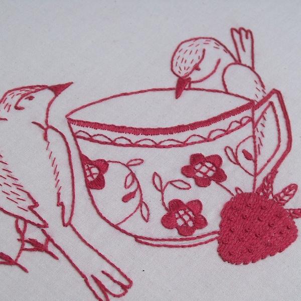 Redwork Embroidery - Etsy