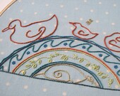 Simple Hand Embroidery Pattern, Duck Embroidery Pattern Download, "Bobbin' Along"