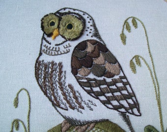 Eule Handstickmuster, PDF Handstickerei Muster zum Downloaden