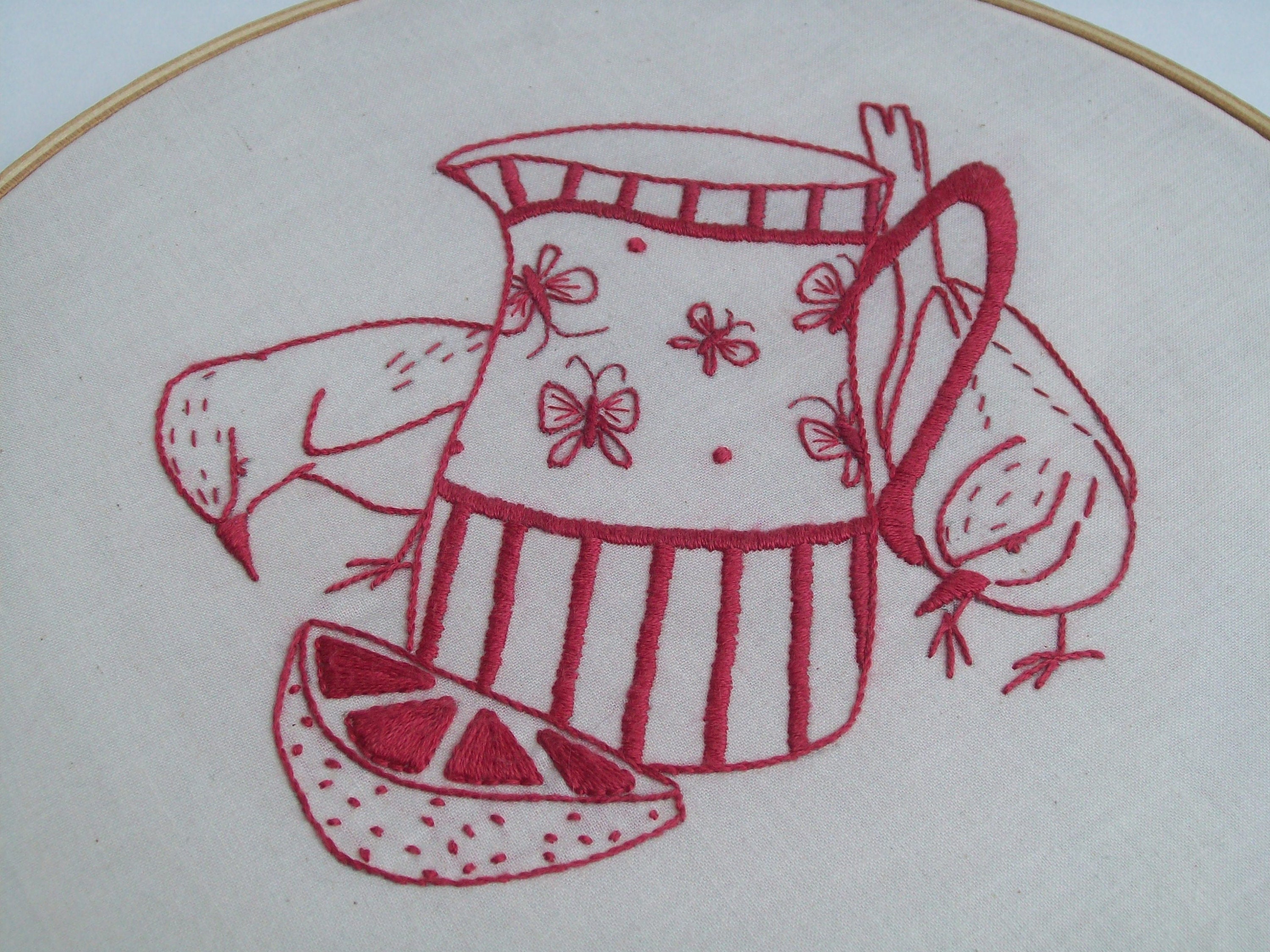 Bird Redwork Pattern PDF Redwork Pattern, Bird Hand Embroidery Download,