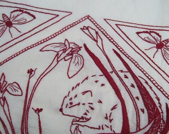 Bisamratte Redwork Pattern, Handstickerei PDF Muster Download