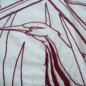 Bittern Redwork Pattern, Downloadable Bittern Embroidery Pattern and Instructions, PDF Downloadable Pattern