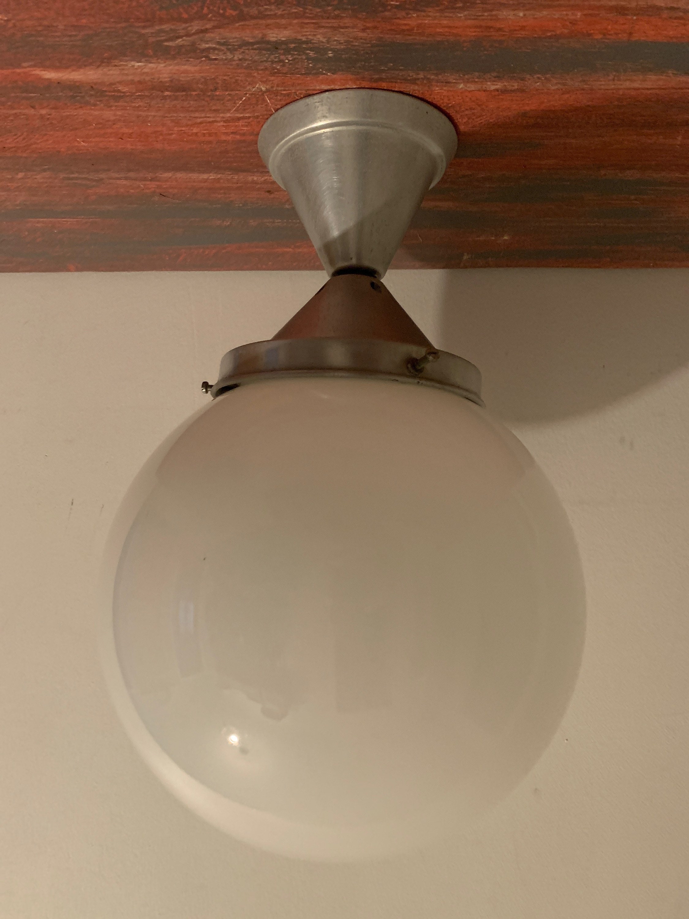 Lampe Ronde Aluminium et Opaline